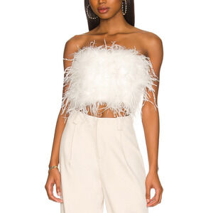 Lamarque 'Zaina' White Feather Top Size XS - NWT